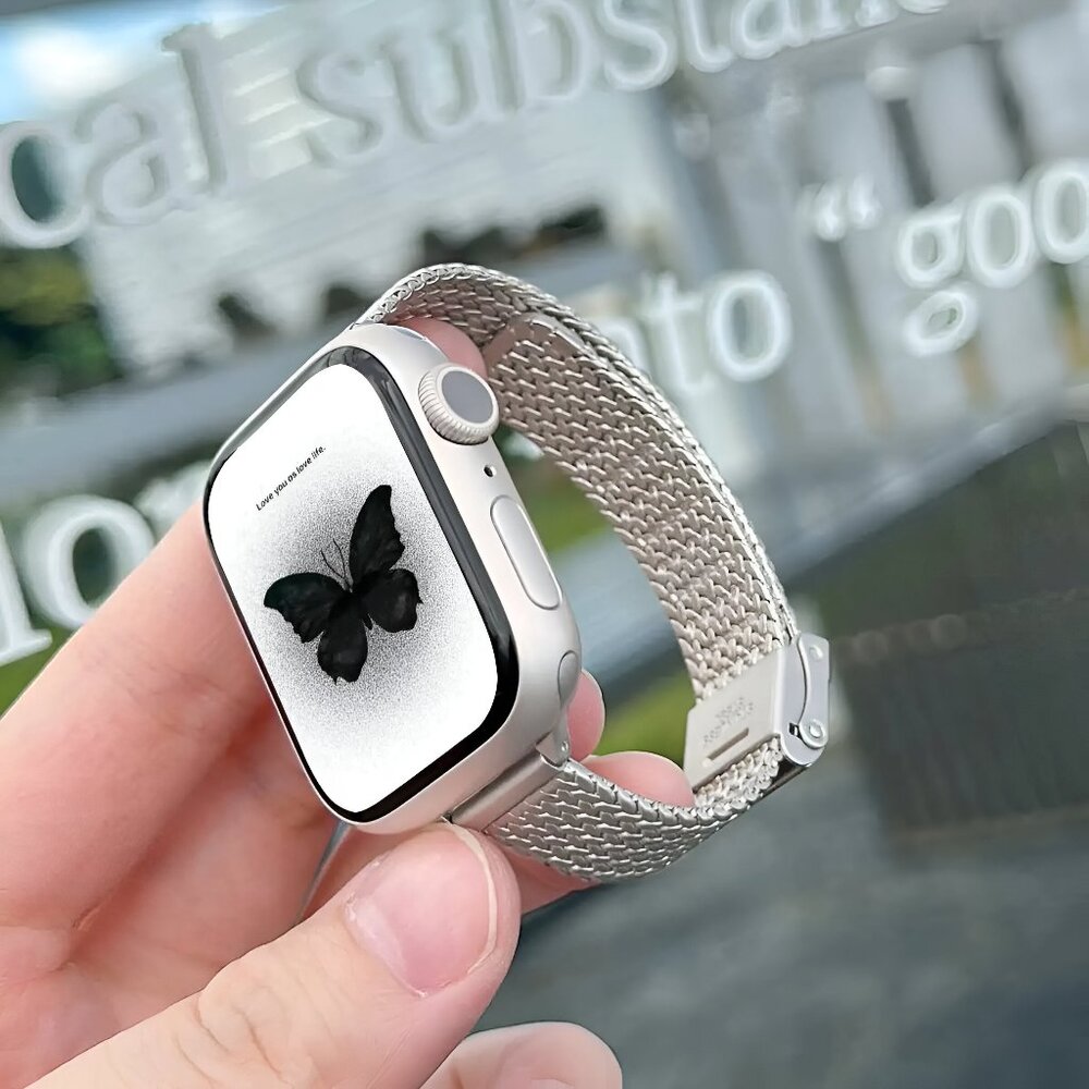 NEW Adjustable Slim Stylish Strap Silver Stainless For Apple Watch - Silver